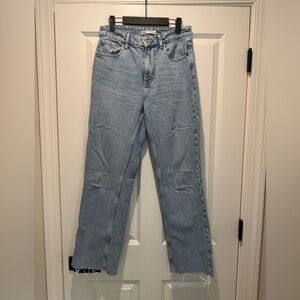 Zara Blue High Waisted Straight Jeans Classic Style
